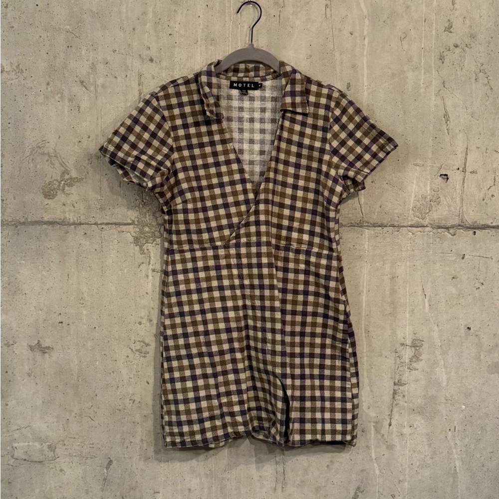 Motel Plaid Mini Wrap Dress (size M)